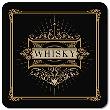 Interluxe LED Untersetzer - Black Whisky A - leuchtender Untersetzer für Whiskygläser als Bardeko oder Geschenk für Whiskytrinker