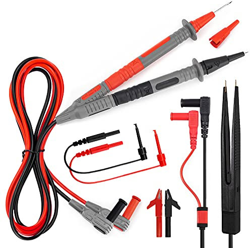 KAIWEETS KET012 Kit di cavi di prova multimetro con clip a coccodrillo, sonda di prova, mini-ganci, pinzette, CAT III 1000V e CAT IV 600V, 10A