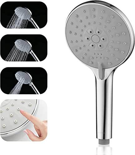 Shower Head-WaterSong 5'' High Pressure Shower Heads with 3 Spray Modes for Low Water Pressure,Universal handheld Shower Head G1/2 Chrome,Easy Install in 1 Minutes,for Adults Children Pets and Gym Use
