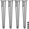 HOLZBRINK 4 x Hairpin Tischbeine Metall 3-Stangen, Hairpin Leg Möbelfuß, Schwarz, 60 cm, HLT-13A-60-9005