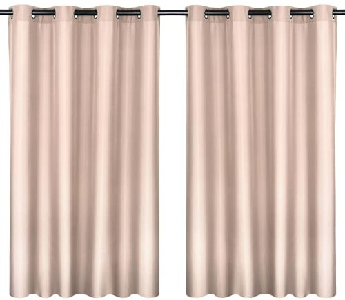 Moon 2er Pack Vorhang Ocean 70% Blickdicht, Ösenvorhang, Höhe 245 cm - Breite 140, verdunkelnd mit 8 Ösen (Taupe)