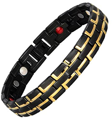 LMJNL Beliebte Schwarze Männer Armbänder Armreifen magnetische H Power 316L Edelstahl Charm Armband Schmuck für Mann Geschenk