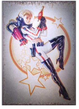 Displate Offiziell Fallout MetallPoster Magnetische Befestigung Inklusive Lizenziert Bilder Hochwertiges Poster Nuka Cola - Rocketsuit Poster 45 cm x 32 cm