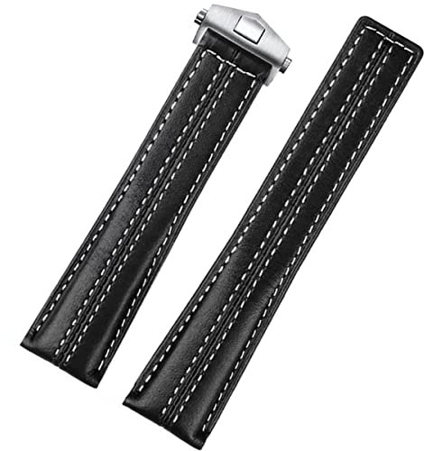FOUUA Uhrenarmband 22mm for TAG Heuer Leder Echtleder-Uhrenarmband im Krokodil-Stil mit blauen Nähten Armband for TAG Heuer Carrera Aquarace Monaco Serie