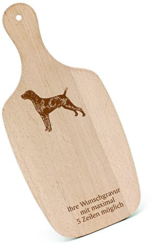 Chopping Board Breakfast Board Engraved Personalised German Short Hair with Handle 330 x 150 Wooden Board Kitchen Chopping Board