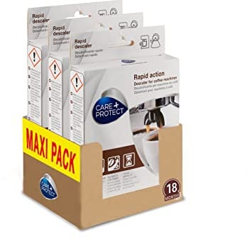 CARE + PROTECT Desincrustante para Cafetera y Hervidores, Universal, Elimina la Cal y los Residuos de Café y Té, 6 Sobres Individuales en Polvo *3