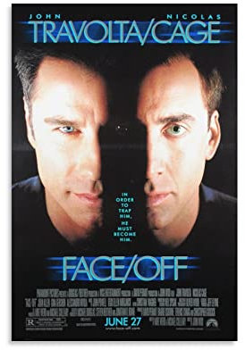 Filmposter Face Off, Nicolas Cage John Joseph Travolta 3, Leinwand-Poster, Wandkunst, Bilddrucke, hängende Fotodekoration, Heimposter, Kunstwerke, 20 x 30 cm