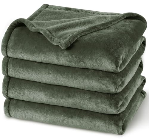PHF Kuscheldecke Flauschig Fleecedecke 220x240cm - Oeko-Tex Weich Warm Wohndecke, Decke Blanket für Couch Sofa Bett, Tagesdecken & Kuscheldecken, Sofa überwurfdecke, Olivgrün