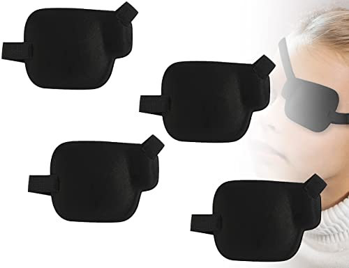 ZoeTekway 4 Stück Einzelne Augenklappe, Einstellbar Atmungsaktiv Dreidimensional Elastische augenklappe erwachsene und kinder, Eye patches, Piraten augenklappe