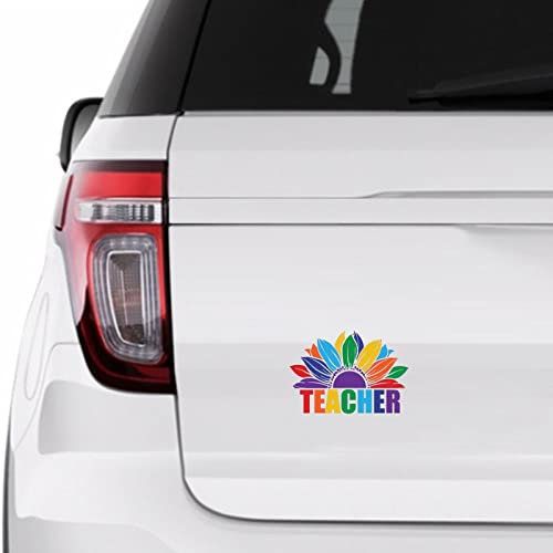 Teacher Rainbow Sunflower Lgbt Sticker, Pride Parade LGBT Vinly Decal for Cars Laptops, Windows, Walls, Fridge, Toilet And More,6 inch