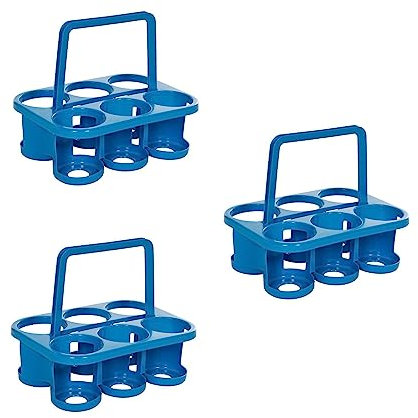 Novaliv 3X Flaschenträger für 18 Flaschen - Stabiler Halt - Getränkekorb Kunststoff, Stapelbar, 32x23x28cm BLAU - Ideal für Küche & Keller Getränkekorb Bierträger Getränketräger Flaschenbox