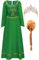Yanny Prinzessin Fiona Kostüm Erwachsene Damen Fiona Cosplay Abschlussball Grünes Kleid mit Perücke (Stil 1, 3X-Large)
