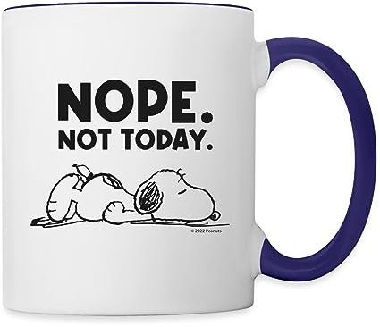 Spreadshirt Peanuts Snoopy Nope Not Today Bürohumor Tasse Zweifarbig, One size, Weiß/Kobaltblau