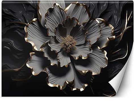 Feeby Fototapete Blumen 3D Natur 300x210 cm Gold XXL Vlies Wandtapete Tapeten Wohnzimmer Schlafzimmer Jugendzimmer Moderne Design Wandbild Wand Dekoration Pflanzen Botanik Blumenmotiv