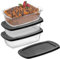 JoyJolt Lot de 3 moules à pain rectangulaires en verre avec couvercle pour la cuisson du pain, du pain, des lasagnes, des moules à pain de viande, des bananes ou des moules à pain au citron