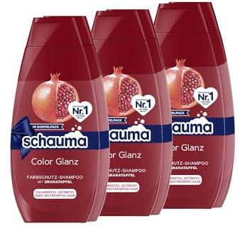 Schauma Schwarzkopf Color Glanz Shampoo, 2er Pack (3x 2x400 ml), deal für coloriertes, gesträhntes oder getöntes Haar, die Formel glättet & pfelgt colorisiertes Haar, exra langer Farbschutz