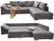 Wunderschönes Cord Ecksofa mit Schlaffunktion, Wellenunterfederung, gemütliches L-Sofa 298 x 202 cm, Longchair Ottomane rechts, Couch mit Cordstoff in Grau, 2 Zierkissen in Beige / 17201