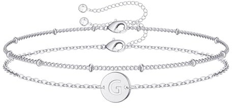 TINGN Armband mit Buchstaben Damen, Silber Buchstaben Armbänder Damen Intiale Armband mit Buchstaben G Armband Mädchen Silber Verstellbare Armkette Damen Personalisiert Geschenke für Frauen Freundin