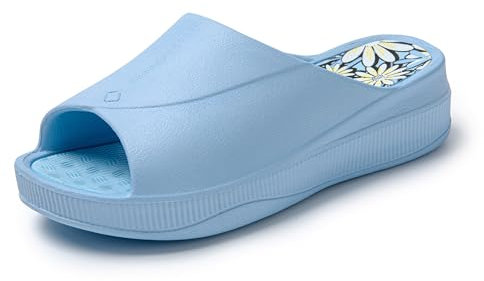 JOMIX Ciabatte Donna Estive Pantofole Morbide Gomma a Zeppa da Piscina Mare Spiaggia SD9412 Blue, 41