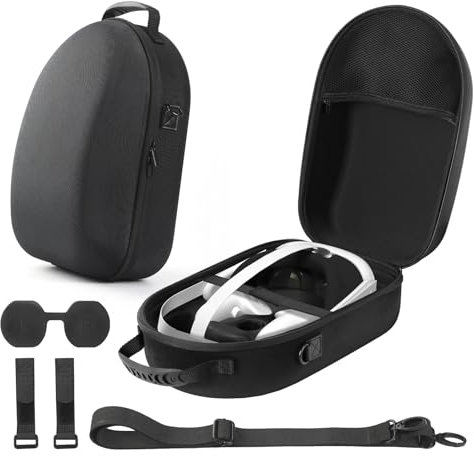 JDXFENG Travel Carrying Case for Meta/Oculus Quest 3 Len Cover Shockproof Hard Storage Box Cable Ties Anti-Scratch Anti-Drop with Shoulder Strap for Meta/Oculus Quest 3 VR Headset Controller
