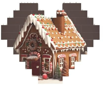 Gingerbread House Print Building Brick Heart Building Block Personalized Brick Block Puzzles Novelty Brick Jigsaw For Men Women Birthday Valentine'S Day Gifts