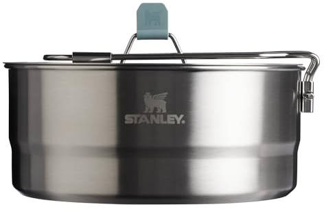 Stanley Wildfare Core Kochtopf-Set, 6-teiliges Edelstahl-Kochgeschirr, 2 qt Stielkasserolle mit Deckel, Schneidebrett und Untersetzer, Induktions-Kochgeschirr, Campingzubehör