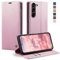 KZB Coque pour Samsung Galaxy S23 5G Etui Premium Housse en Cuir Pochette Protection Portefeuille Rabat Clapet Case Porte Carte Magnétique Flip Étui pour Samsung Galaxy S23 6,1'' - Or Rose