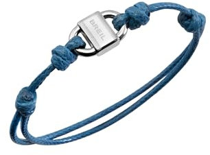 Breil, Collezione Block, Bracciale Uomo in Cotone, Arricchito da Elemento Centrale in Acciaio, Bracciale in Cordino di Cotone, Lunghezza Regolabile con Nodo Scorrevole