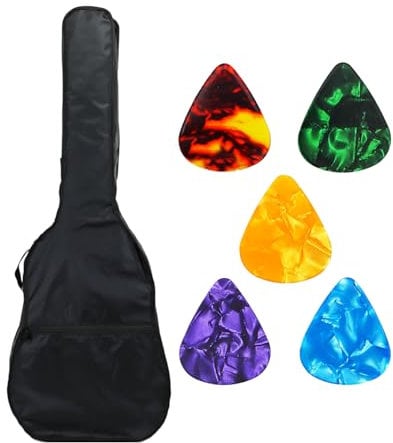 ZBHDEYG Custodia impermeabile per chitarra acustica con 5 plettri, nero, taglia unica, moderna, colore nero, taglia unica, Nero , taglia unica, Moderno