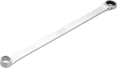 Vigor Ratschen-Ringschlüssel, extra lang, V7031-17, SW 17 mm, SW 17 | SW 17, verchromt, poliert, SW 17 mm, Länge 375 mm, 327 g, Schlanke Bauform, Schlüsselweite: 17 mm, Maße: 375 mm