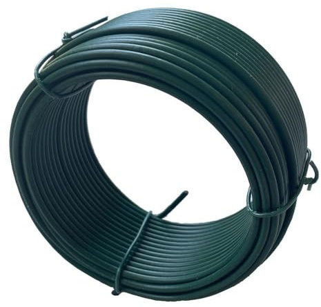 B!HOME Spanndraht [grün 2,6 mm, 15,3 m] verzinkter und kunststoffbeschichteter Draht (rostfrei) für Maschendrahtzaun & Zaunbefestigung