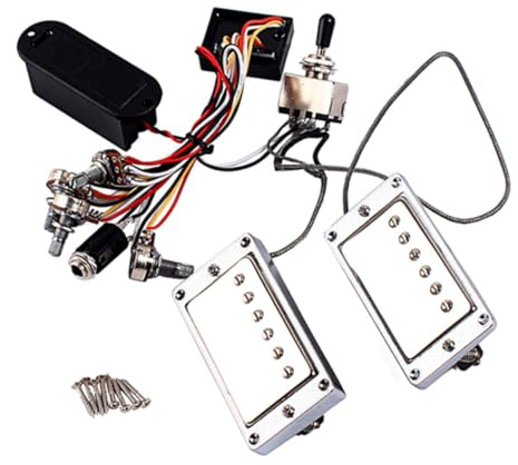 Aktiver Humbucker Gitarren Tonabnehmer Gmh01 mit Potentiometer | Batteriefach, Silber, Metall und Kunststoff, Gmh01 Satz mit Aktiver Abholung