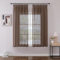 Joydeco 2er Set H160 x B140 cm Braun Voile Kurz Gardinen Vorhänge mit Kräuselband Transparent Polyester Vorhang Modern Wohnzimmer Schlafzimmer