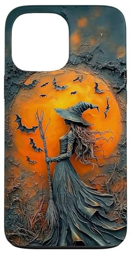 Witch Silhouette with Full Moon and Bats - Halloween Case for iPhone 13 Pro Max