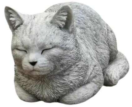 Statue de chat d'extérieur Sculpture de chat endormi Figurine de chat de jardin Ornement commémoratif de chat