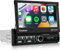 [Motorisé] Autoradio 1 Din avec Wireless Carplay & Android Auto - Autoradio 7 Pouces IPS à écran Tactile avec Mirror Link, EQ, Bluetooth, Radio FM, SWC, Entrée AUX/SD/USB + Caméra de recul