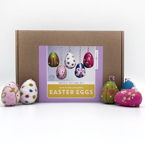 Bergin & Bath Nadelfilz-Set, Ostereier, zum Selbermachen, hängende Osterdekorationen, Bastelsets für Erwachsene, Ostergeschenk für sie, für Mama
