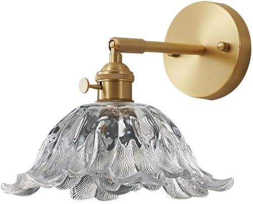 Applique Murale Industrielle en Or brossé, Applique Murale en Verre soufflé, Applique Murale Florale, luminaire Mural de Ferme, Lampe Murale Vintage pour Chambre à Coucher, Salon, Salle de Bain