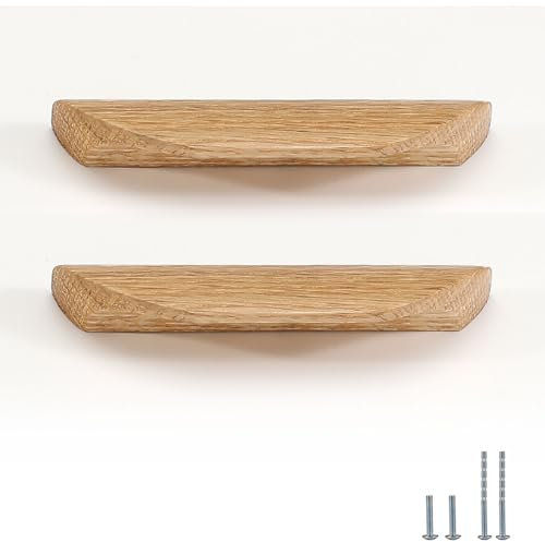 Evionlin 6 Stück schwarzes Eichenholz, quadratischer Winkel, 36,5 cm, Holz-Windschutz, Schranktürgriff, Holz, antiker Stil, langer Walnussholz, Schrank, Schublade, Türgriff