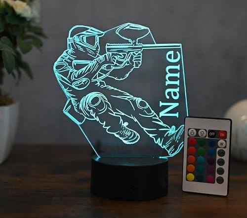 Optechvisual Paintball Lampe – LED Licht für Paintball Spieler – Personalisiertes Geschenk – Paintball Team Logo und Grafik – Paintball Deko und Motiv