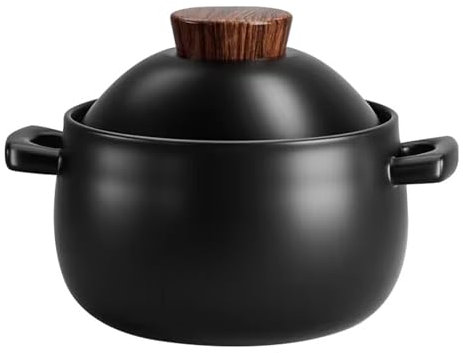 Vnook Ceramic casserole, saucepan ceramic casserole with lid, high temperature resistant soup pot, ceramic cooking pot kitchen stew pot, for gas stoves, soup, stew(3.5L)