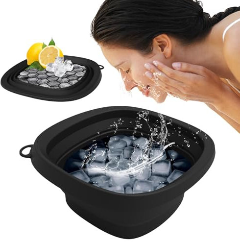 Bain De Glace Pour Visage,Bol Visage Froid Silicone | Accessoire Spa Pliable Voyage pour Lavabo Réduction Gonflement Peau Plus Tonique