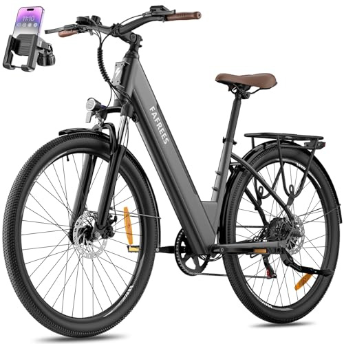 Fafrees 28 Electric Bike for Adults 36V16Ah Removable Battery Pedal Assist City Ebike 250W, Front Fork Suspension, 75km Range, with LCD Display, 7-Speeds Gear, Electric Commuter Bicycle