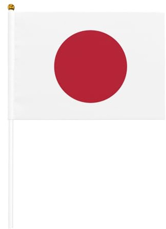 Japanische Flagge, 6 Stück & 10 Stück, Handflagge, Banner auf Stab, kleine Flaggen für Paraden, Party, Bar, Geburtstag