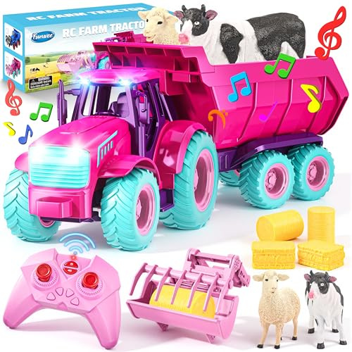 Funwee Ensemble de jouets tracteur RC (rose rouge)
