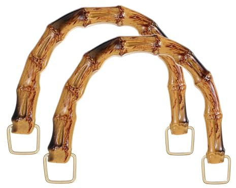 Classicseali 2 Stück Handtaschengriffe Bambus, Taschengriffe Holz, Taschenhenkel Bambus, Griff für Taschen, Handtaschen Ersatzgriff, Henkel Griffe für Bastelarbeiten