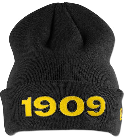 Dortmund Borussia BVB Beanie New Era 1909 – Offizielle Fan Mütze Schwarz Gelb – Wintermütze Herren Damen – Warm, Stretch, Fußball Fanartikel