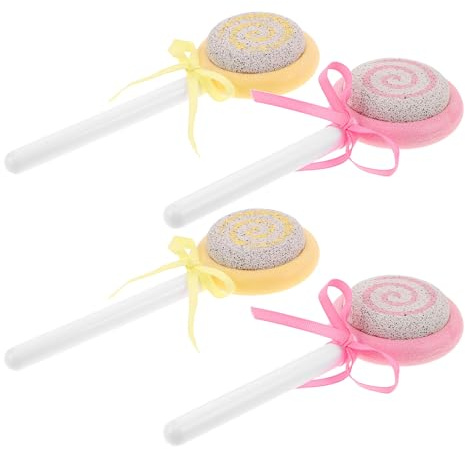 TOGEVAL 4 Stück Doppelseitiger Hornhautfeilen Lollipop Form aus Hautfreundlichem Material mit Ergonomischem Griff Bimsstein Fußschrubber zur Schnellen Hornhautentfernung und Fußpflege für