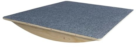 Wackelbrett, Balanceboard, Trainingsbrett, Wippe mit Filzbezug - schwarz für Hunde & Welpen mit Filz schwarz, 100x60cm, Höhe 10cm, bis 100kg Belastung - von Holzdesign Emsland