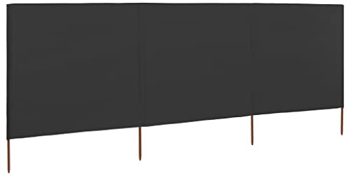Ziaphsol Lot de 3 toiles brise-vent pliables avec piquets en bois - 400 x 120 cm - Anthracite - Pour jardin, terrasse et camping - Coupe-vent robuste pour l'extérieur